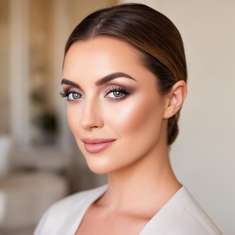 Make-up professionale per evento aziendale in Toscana, con look pulito e sopracciglia definite
